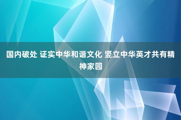 国内破处 证实中华和谐文化 竖立中华英才共有精神家园